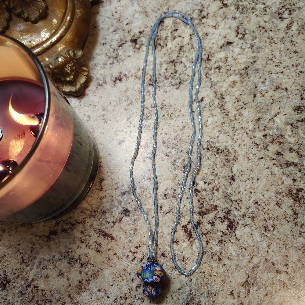 Elegant Blue Beaded Necklace with Owl Charm